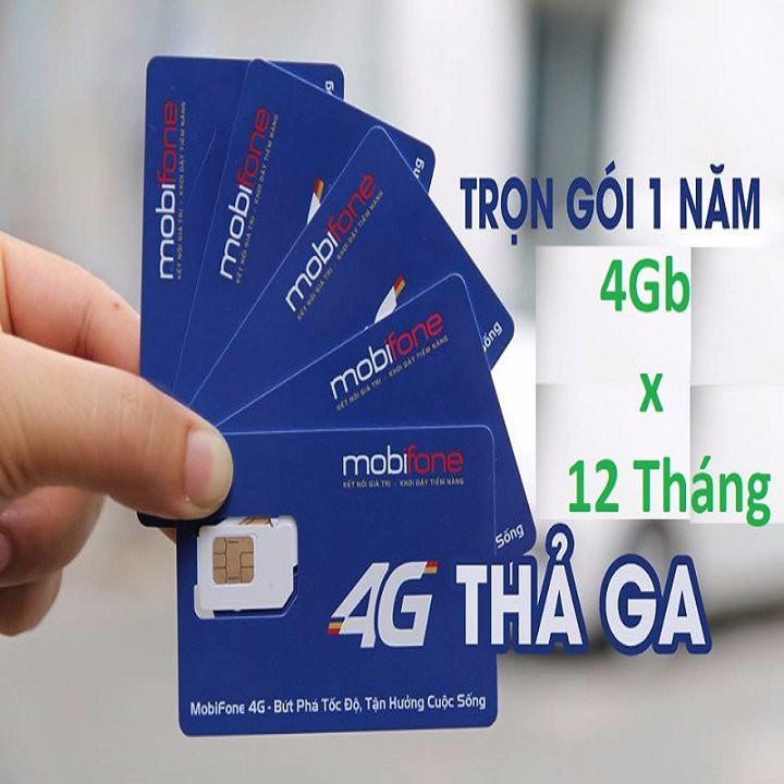 Sim Mobifone 4G Trọn Gói 1 Năm MDT250A  Có 48GB/12 Tháng Sử Dụng  - Sim Data Mobi Giá Rẻ