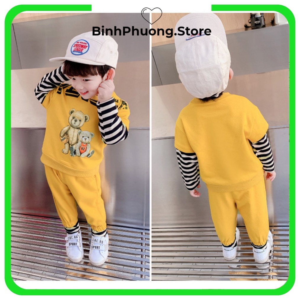 Bộ đồ thu đông dài tay cho bé gấu DOMREBEL 1 2 3 4 5 tuổi 8 đến 20 kg  Binhphuong.store