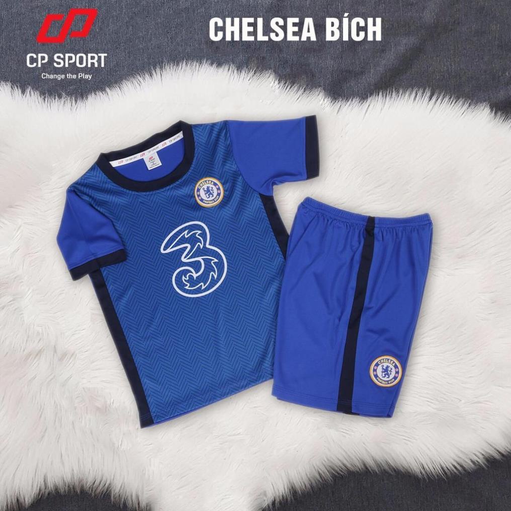 xả kho Bộ quần áo đá bóng thể thao trẻ em đội tuyển Chelsea xanh mùa giải 2020-2021 CHUẨN }