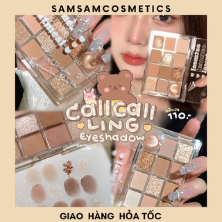 🍯 bảng phấn mắt + bắt sáng + má hồng 3in1 call call ling oatmeal 12 ô 🍯