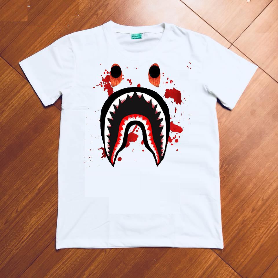 Áo Bape - Áo thun A Bathing Bape shark cá mập mtt251 - Áo ngắn tay không cổ