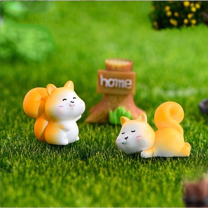 Mô hình sóc con dễ thương decor bàn, trang trí tiểu cảnh
