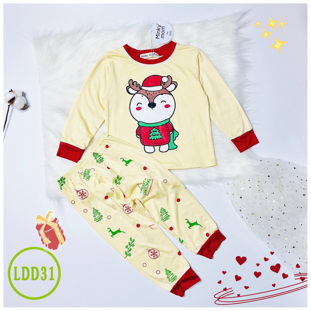 [LDD31] Bộ Dài Tay Thun Lạnh MINKY MOM CÓ SIZE ĐẠI Phiên Bản Noel 2021 Mềm Mịn, Thấm Hút Mồ Hôi, Hàng Chuẩn Đẹp Cho Bé