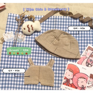 OUTFIT FOR DOLL - YẾM MŨ CARO XANH