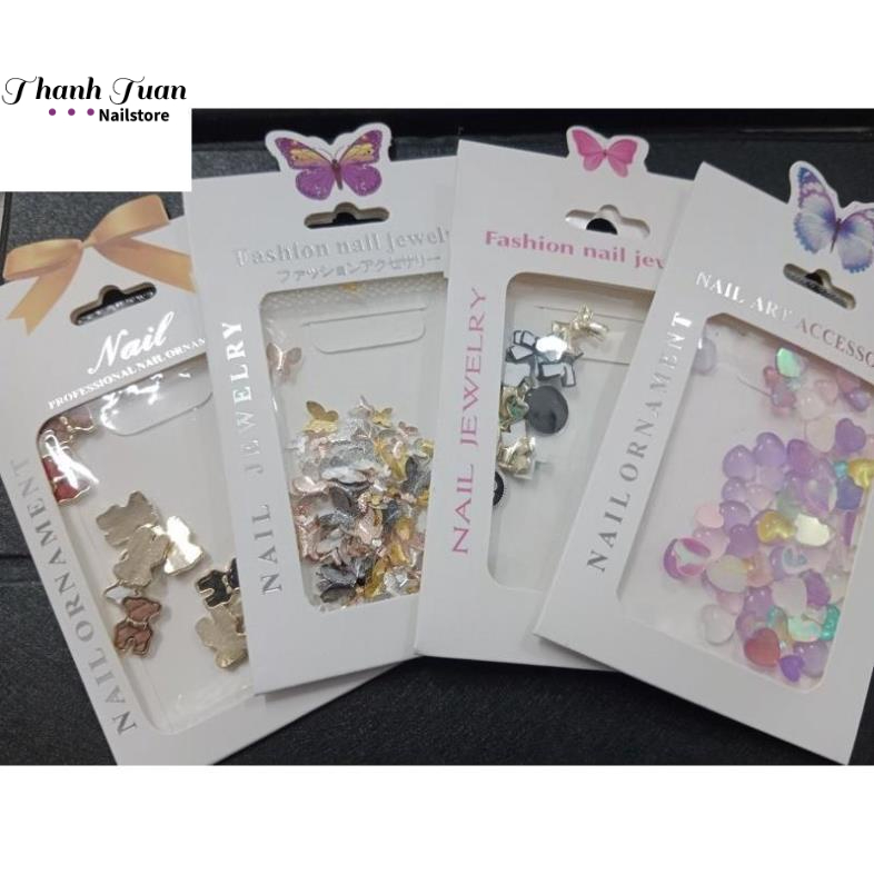 Charm gắn móng hình bướm, nơ, trái tim, gấu  - Phụ kiện đồ nail