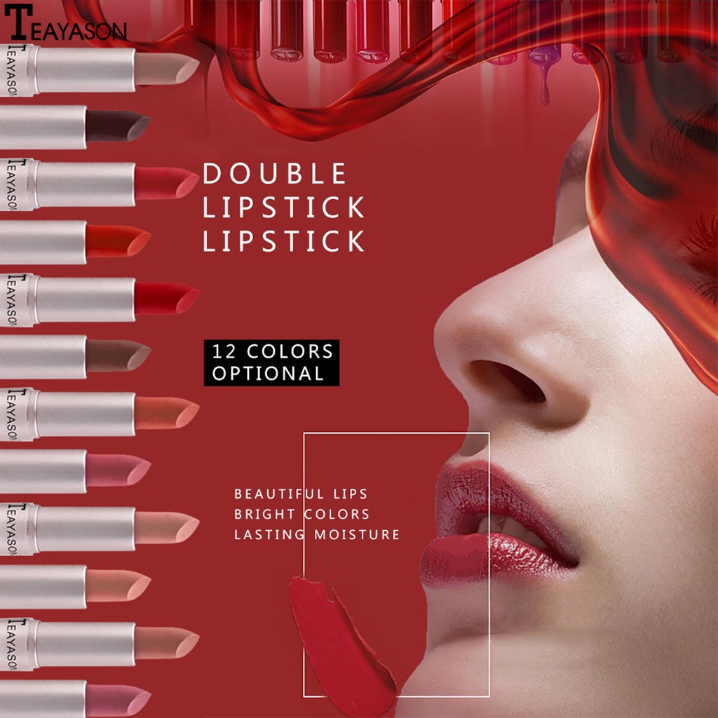 CODseller 30g TEAYASON Lip Lacquer Beautiful Safe Lightweight Double-ended Lipstick Lip Gloss for Outdoor