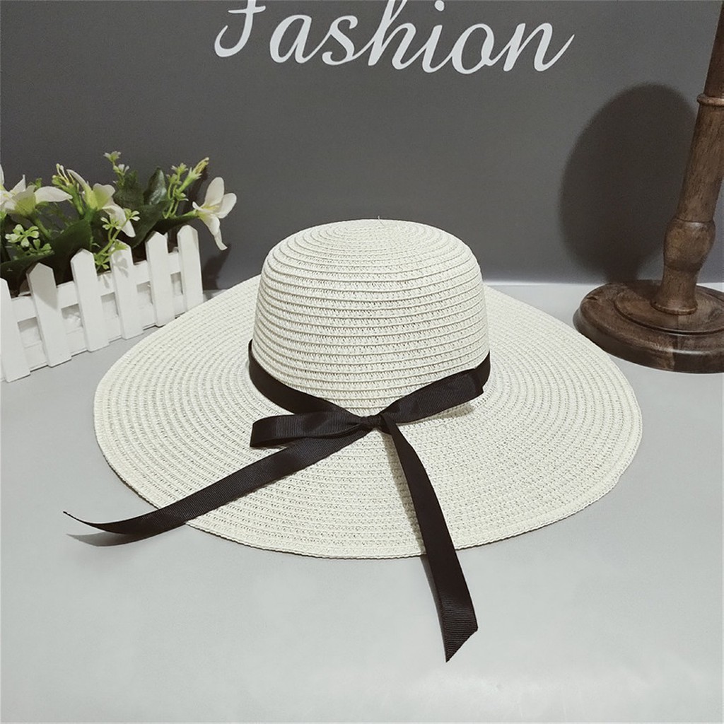 Mũ cói rộng vành, nón cói rộng vành đi biển, đi du lịch, phong cách cổ điển thanh lịch dành cho nữ (Vành lớn)