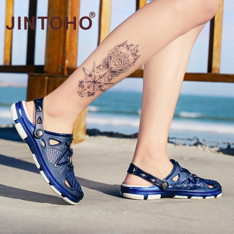 Dép sandal JINTOHO đục lỗ thời trang đi biển mùa hè cho cặp đôi size lớn 34~45