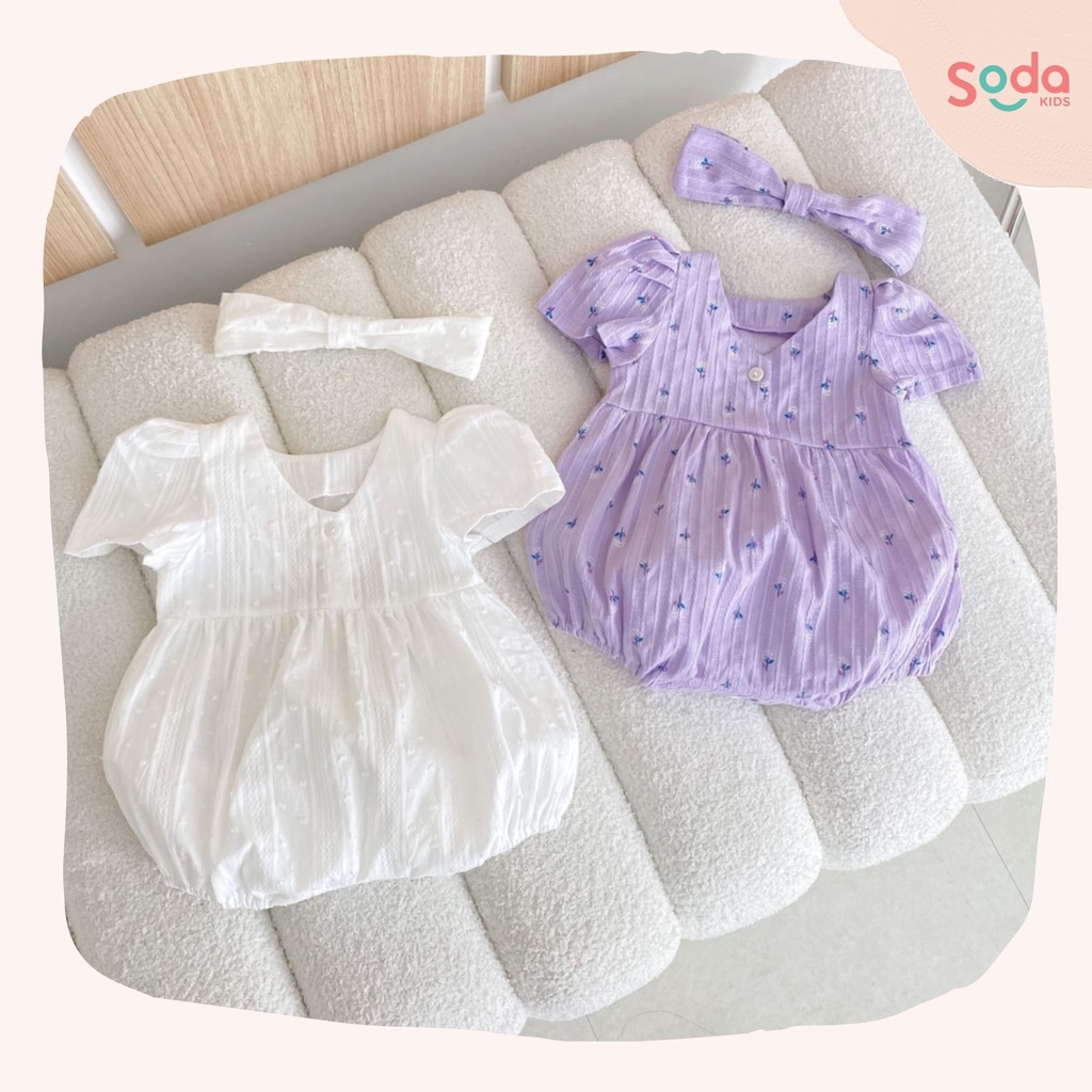 Body bé gái Lavender tặng kèm băng đô SODA KIDS thiết kế cổ vê, tay bồng
