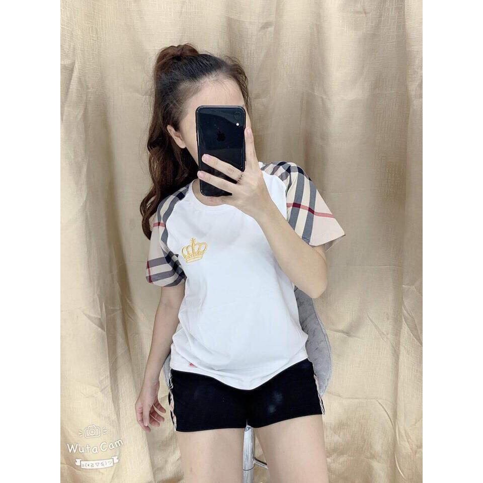 SET BỘ THỜI TRANG ĐÙI PHỐI TAY CARO THIÊU LOGO SIÊU XINH