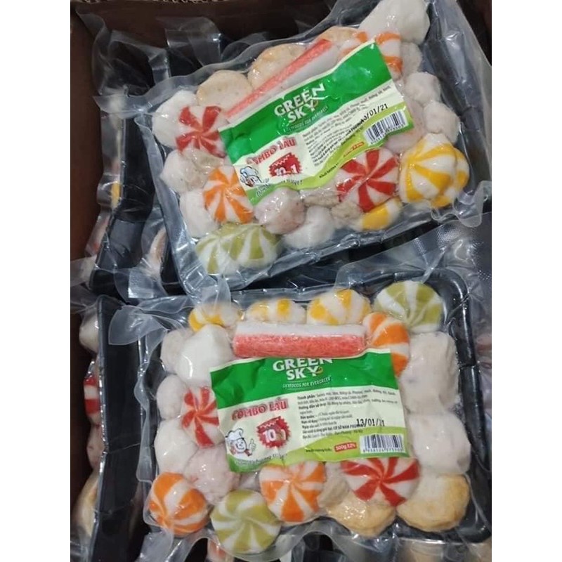 set viên thả lẩu mix thập cẩm green sky⚡️SHIP HÀ NỘI💥 gói 500 gr💥đồ thả lẩu, Đồ nhúng Lẩu