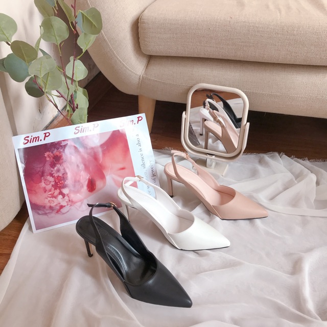 Giày cao gót SimP công sở hở gót bít mũi cao 8cm -FAVOR