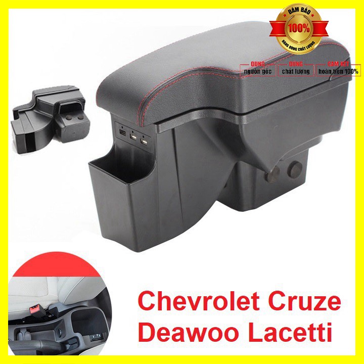 Hộp tỳ tay ô tô nguyên khối Chevrolet Cruze và Deawoo Lacetti CRZE tích hợp 3 cổng sạc USB