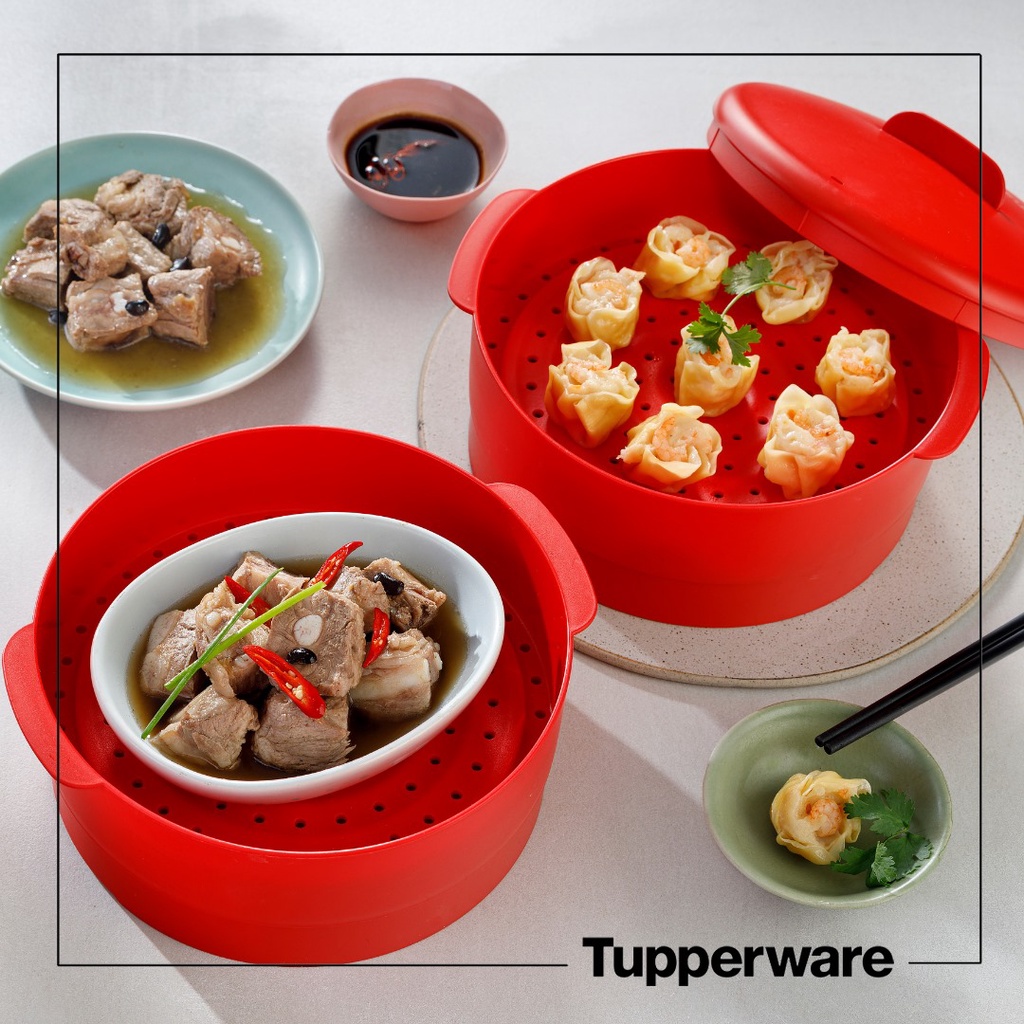 XỬNG HẤP 2 TẦNG STEAM IT ĐỎ - HÀNG CHÍNH HÃNG TUPPERWARE PHÂN PHỐI TẠI VIỆT NAM