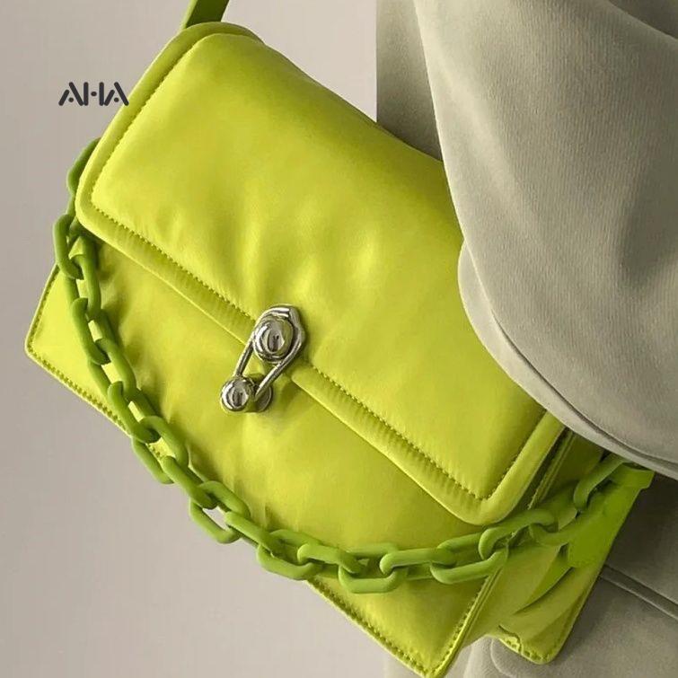 Túi Xách Đeo Vai Phối Dây Xích Thời Trang Pháp Sang Trọng Dành Cho Nữ