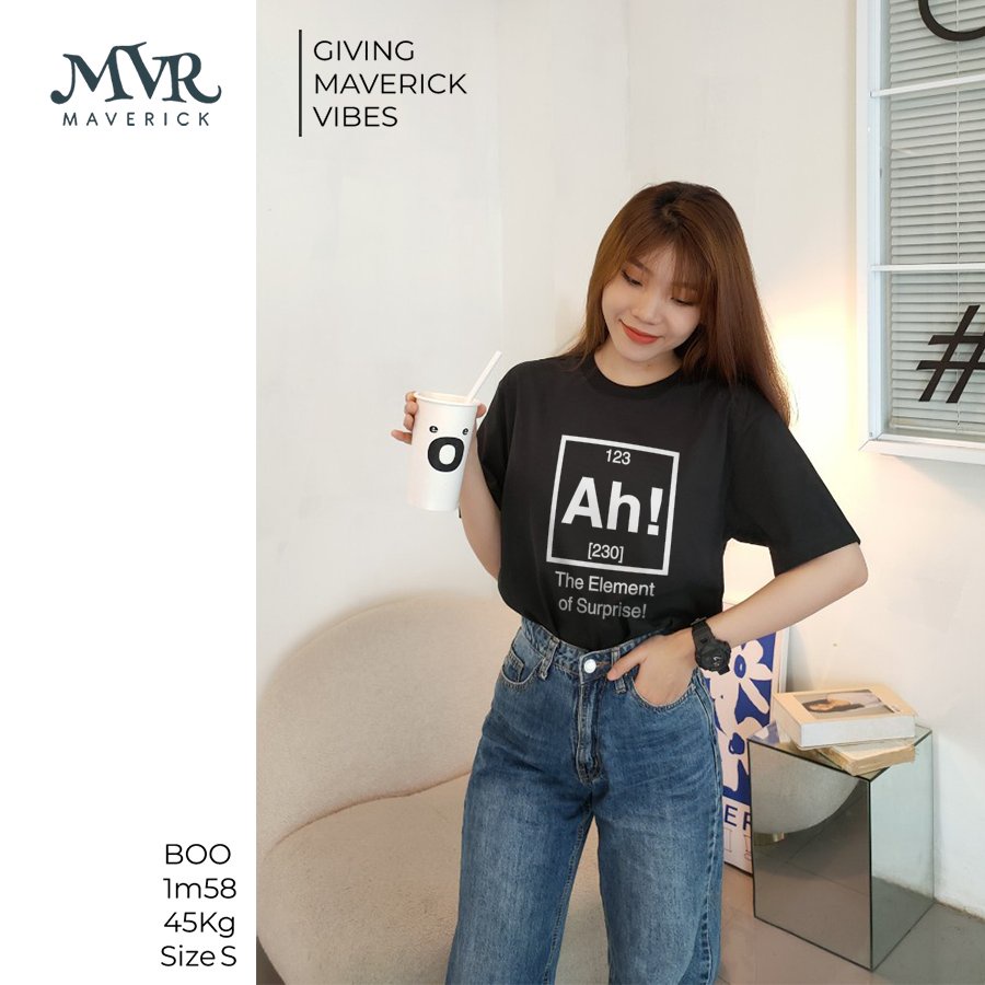 Áo thun nữ unisex Cotton thoáng mát yếu tố bất ngờ chữ Ah! MVR KK3927