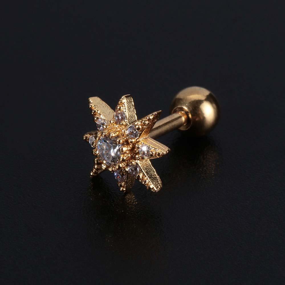 Khuyên Tai Đinh Tán Bằng Thép Không Gỉ Sụn Tai Hình Trăng Sao|Khuyên Xỏ Cơ Thể Thời Trang Cá Tính