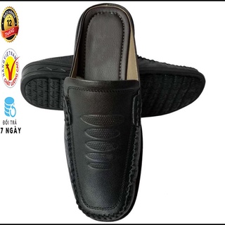 Dép SaBo Nam Da Bò, Dép Bít Mũi Nam Da Bò Thật Khâu Đế Cao Cấp HKT Shop SB285