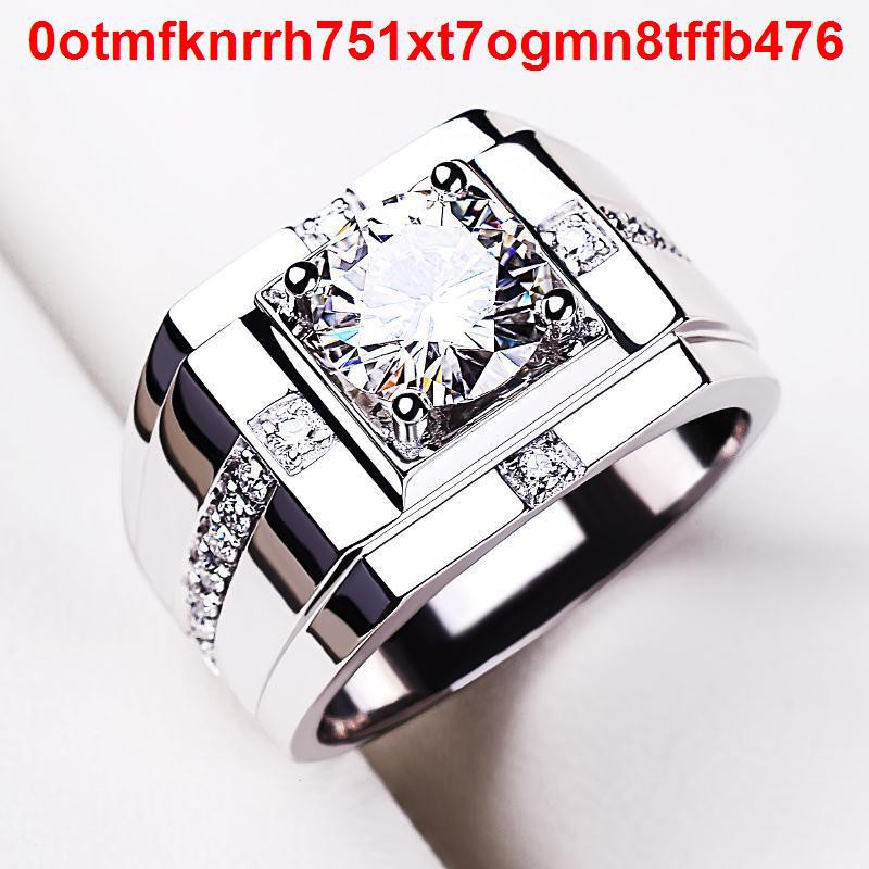 ☂☽◕Nhẫn Moissanite đích thực của Mỹ Vàng trắng 18K 21 Carat kim cương Khí quyển và ổn định Phiên bản rộng rãi Châu