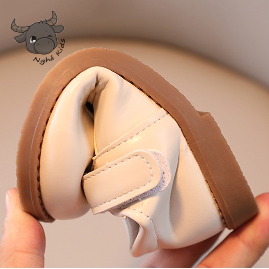 Giày búp bê bé gái có hình trái tim nhỏ xinh phong cách hàn quốc - giày da PU mềm đế êm cho bé gái