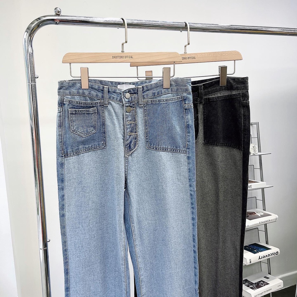 QUẦN JEANS ỐNG RỘNG CHUOTCONG OFFICIAL (Đen,Xanh) 7776