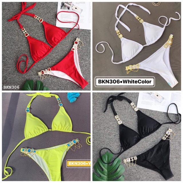[BKN306] &lt;ÂU&gt; SET BIKINI MIX ĐÁ /VÀNG/ĐEN/XANH BLUE/TRẮNG