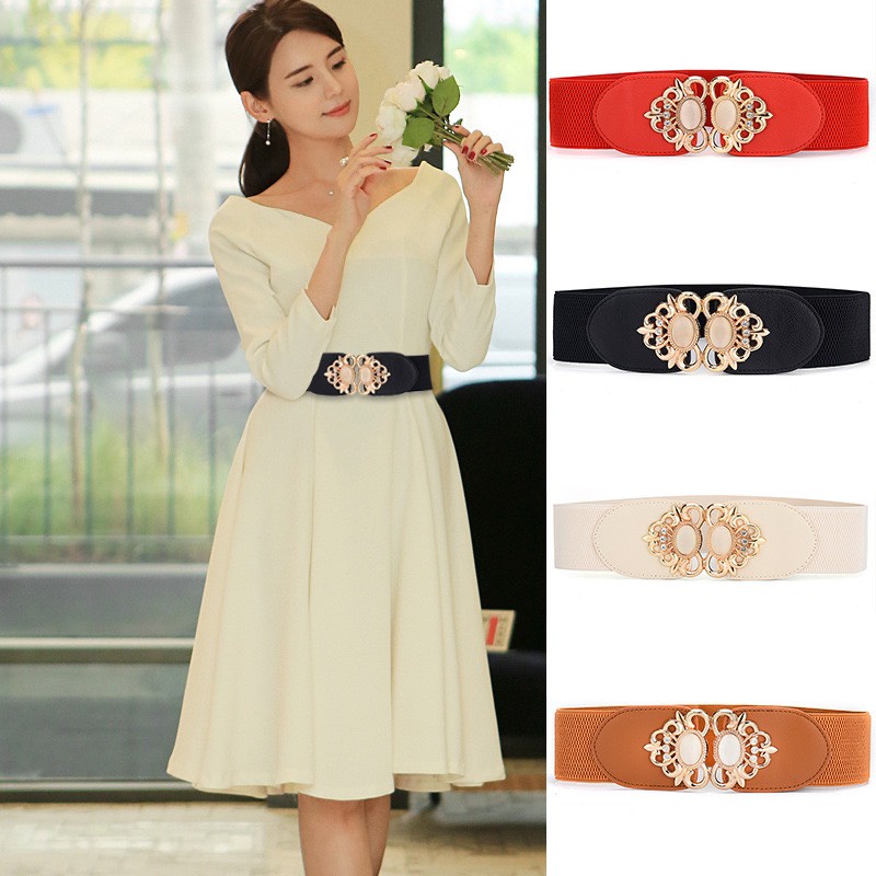 Đai Váy Da Thun Mặt Hoa Nhiều Màu Phối Đầm, Vest Cá Tính Bản To