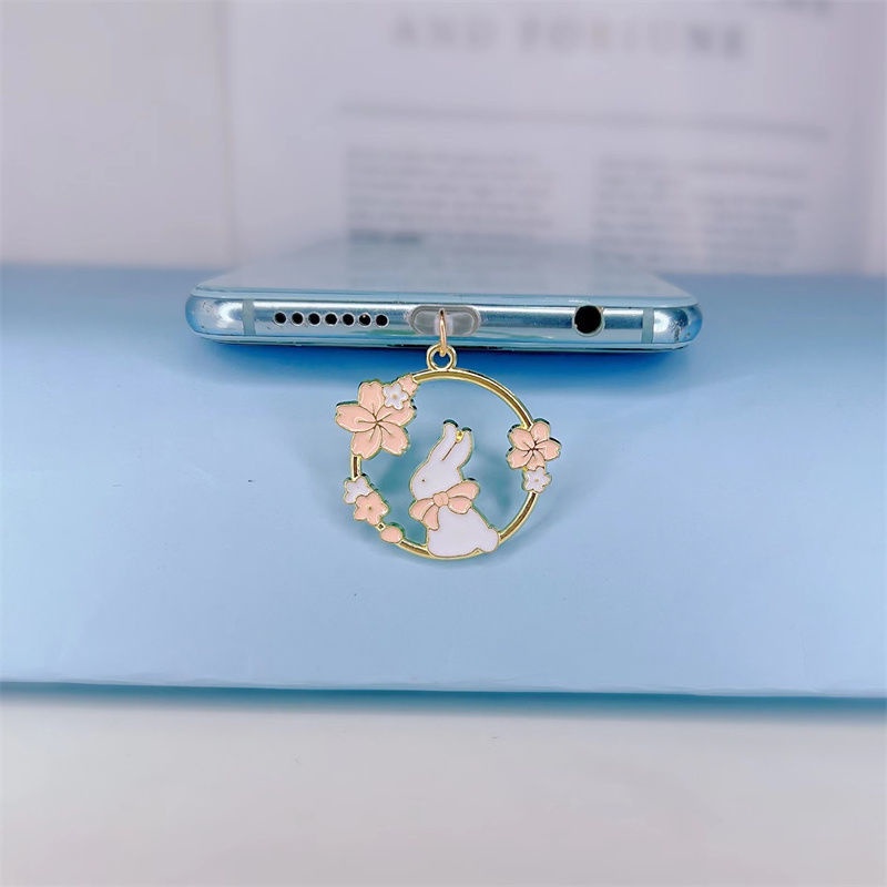 Nút Chống Bụi Cho Cổng Sạc Điện Thoại Di Động Hình Thỏ Sakura