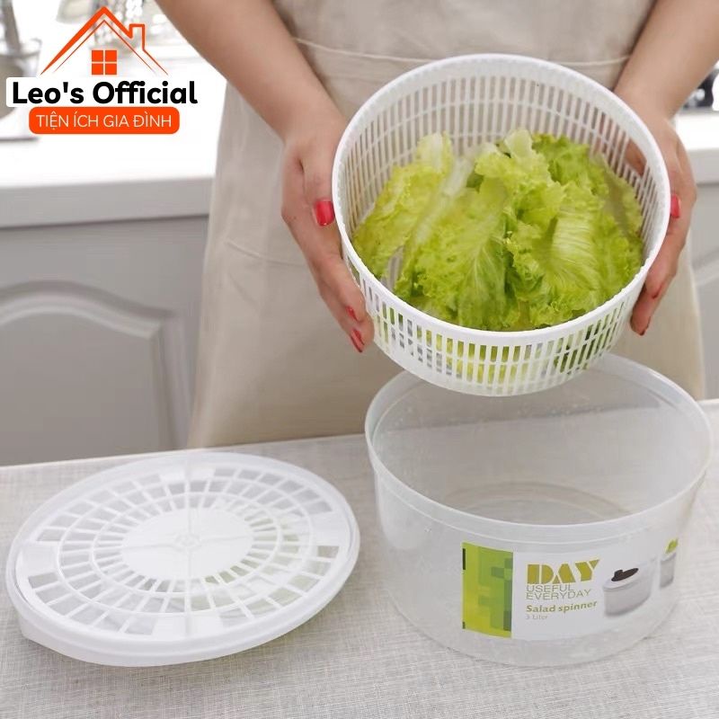 Rổ quay rau ly tâm giúp vắt và làm khô rau nhanh chóng Leos Official