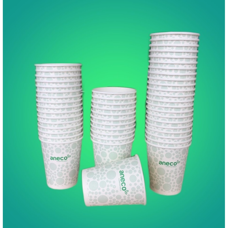 Cốc giấy dạng lốc ANECO phân hủy sinh học hoàn toàn - Không nhựa 100% - Bảo vệ môi trường (Lốc 50-100 cốc)
