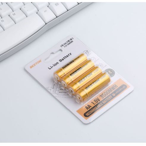 Vỉ 4 viên pin tiểu sạc 1.5V 3500mWh AA (2A) Lithium Ion Beston 1.5V cao cấp Dung lượng cao