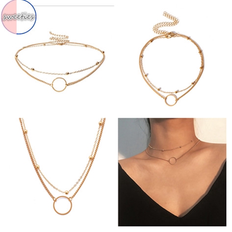 [Mã FAMAYFA giảm 10K đơn 50K] Vòng cổ choker nhiều lớp mặt hình tròn phong cách Boho cổ điển