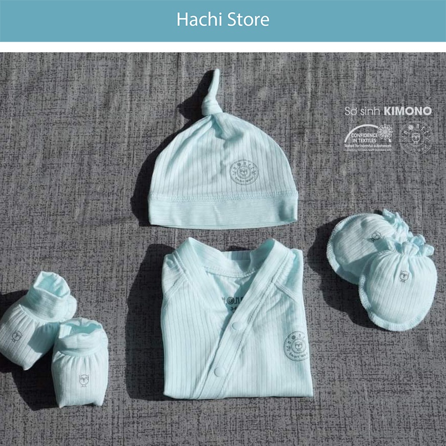 Set sơ sinh Kimono cài lệch dài tay cao cấp chính hãng HRNEE cho bé trai/gái - vải modal siêu mịn - size 0-6 tháng