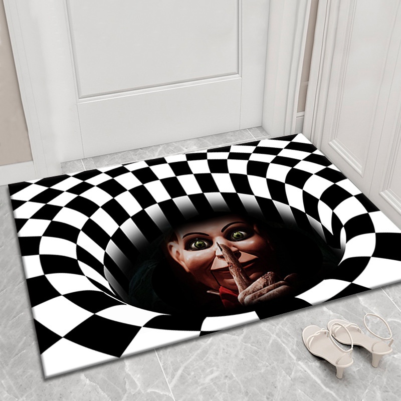 Thảm Sàn In Hình Mặt Chú Hề 3D Phong Cách Halloween 40 * 60CM