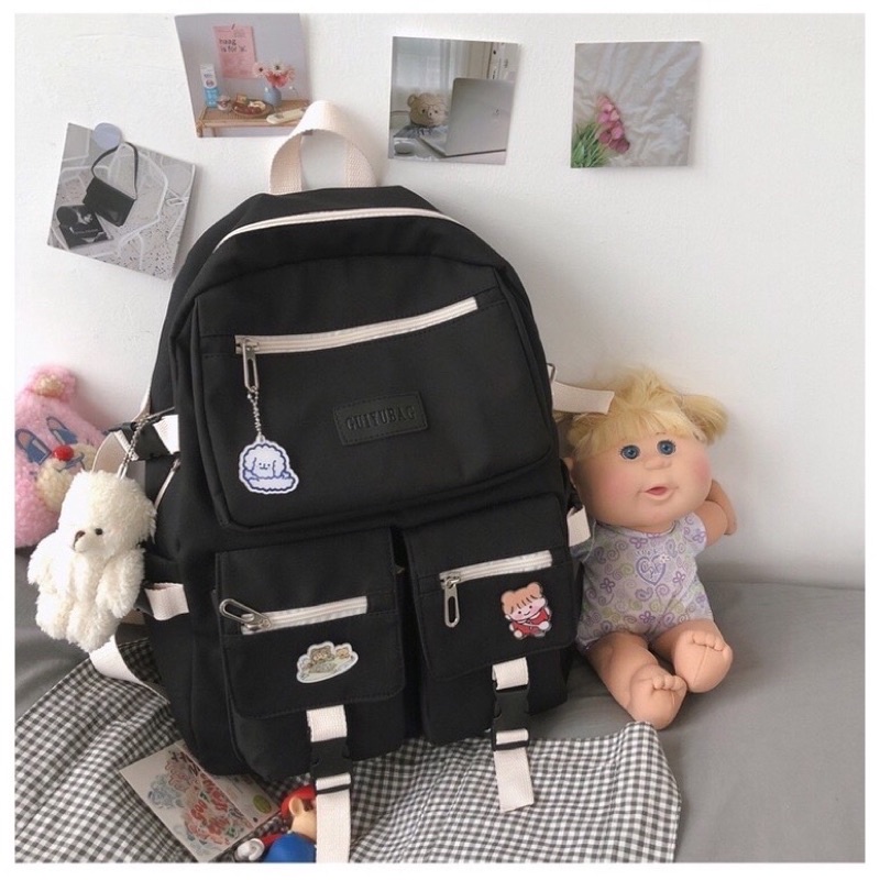 Balo thời trang 💥HOT TREND💥 Cặp Ulzzang logo 2 túi hộp GUIYUBAN thiết kế năng động trẻ trung