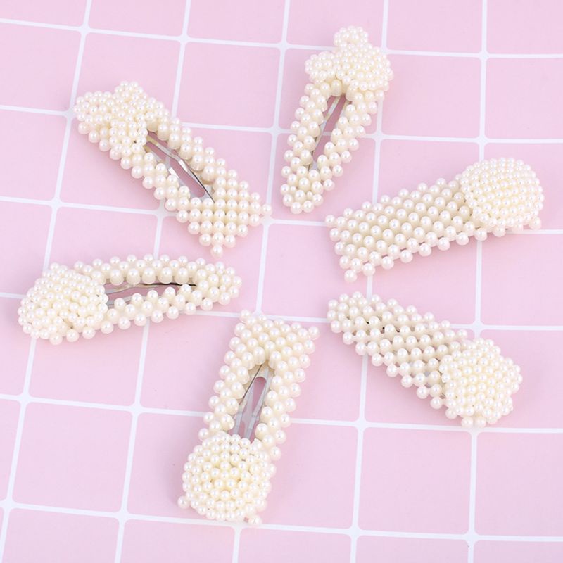 Kẹp Tóc BB Đính Ngọc Trai Giả Hình Học Cho Nữ