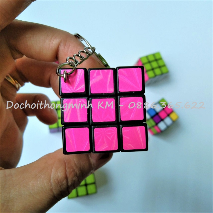 Móc khóa Rubik 3x3 xoay được ánh kim - khối lập phương Rubik