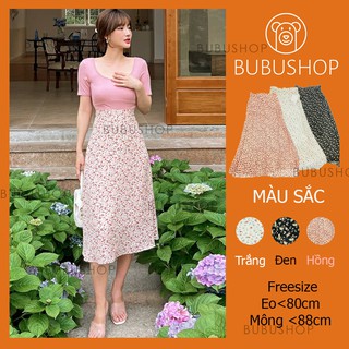 Chân váy maxi, chân váy xòe họa tiết hoa nhí nữ tính ulzzang, chân váy midi BUBUSHOP V01