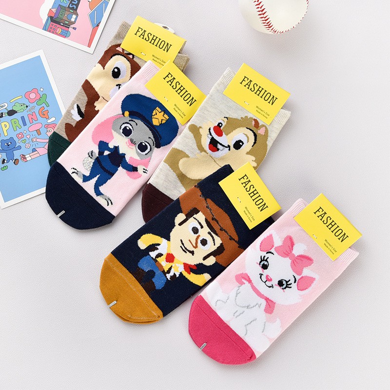 Vớ Ngắn Cổ Disney Micky Cotton Họa Tiết Hoạt Hình Xuân Thu In Hoạ tiết Phong Cách Nhật Bản Tất Cổ Ngắn Hàn Quốc Ulzzang