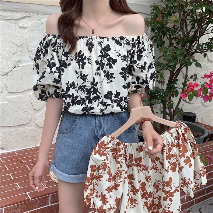 Áo Trễ Vai In Hoa Thời Trang Mùa Hè Phong Cách Phương Tây Cho Nữ