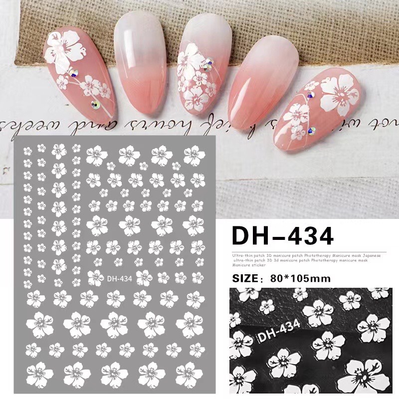 STICKER TRANG TRÍ NAIL CÁC MÃ HOA TRẮNG