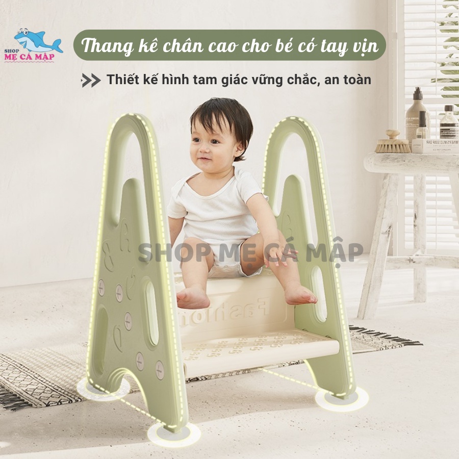 Thang kê chân cao có tay vịn hỗ trợ bé làm việc dễ dàng hơn, Trọng tải lên tới 75kg