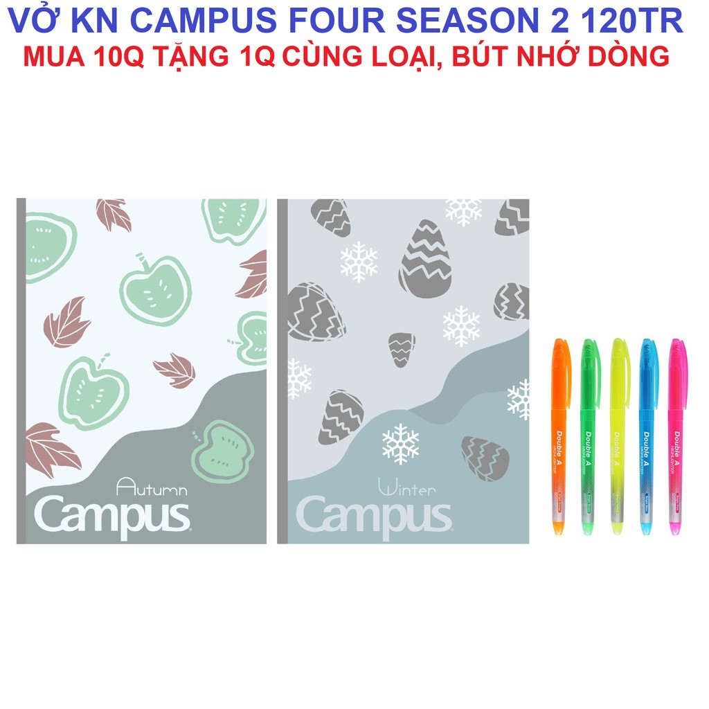 [GIAO HỎA TỐC] Vở KN Campus Four Seasons 2 120 trang - Mua 10 tặng 1, bút nhớ dòng