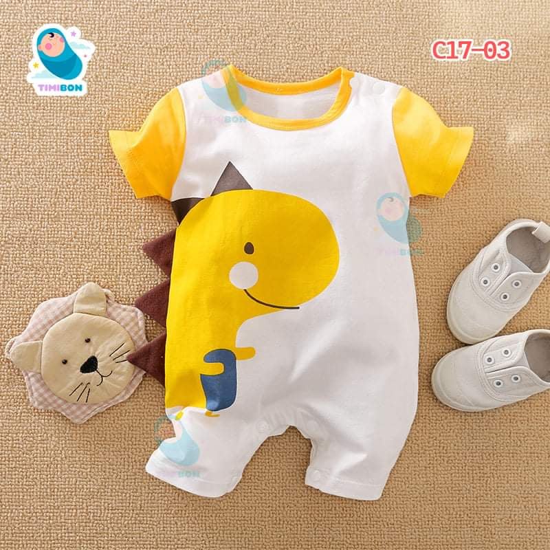 Body Suit cho bé trai, bé gái hình thú kèm mũ 100% cotton, mẫu mới 2022