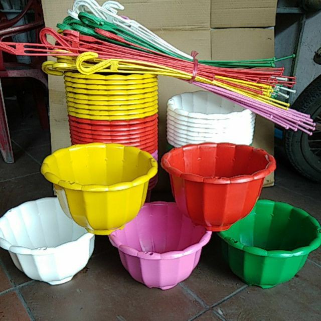 Combo_10 Chậu bí treo loại dày bóng 22x14cm hàng chuẩn công ty nhiều màu