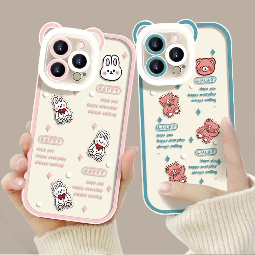 Ốp lưng iphone tai gấu đẹp cặp đôi GẤU THỎ x xsmax 11 12 13 pro max 7 8 Plus