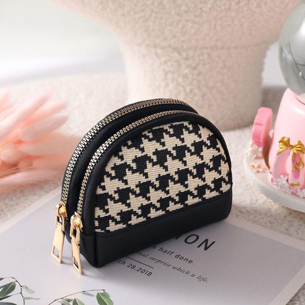 Ví Đựng Tiền Xu 2 Lớp Bằng Vải Hai Lớp Có Khóa Kéo Và Móc Treo Chìa Khóa Thanh Lịch Cho Nữ
