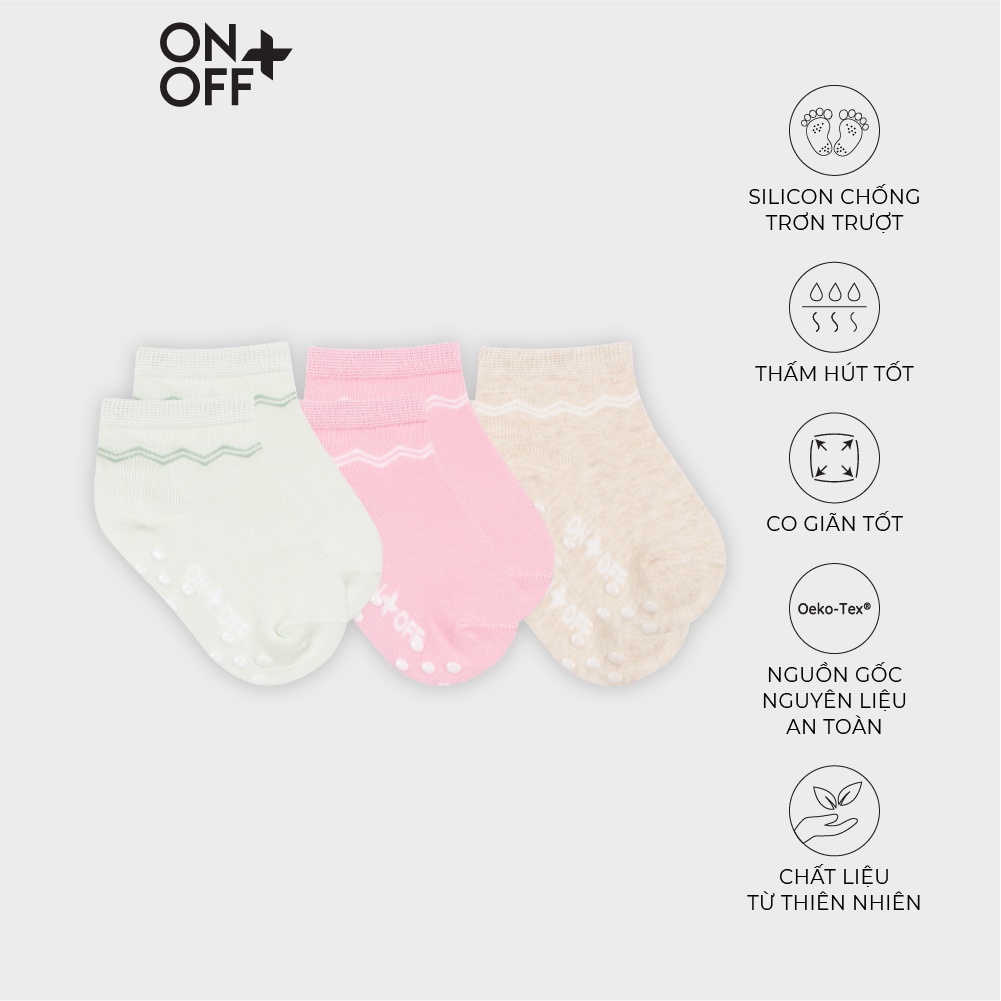 Pack 3 đôi tất bé gái 6-24 tháng tuổi ONOFF 100% cotton thấm hút vượt trội - H11SQ19067