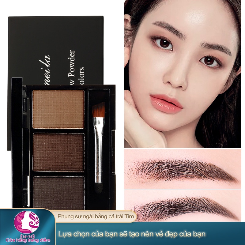 LAMEILA Bột kẻ mày ba màu cộng với chì kẻ mày Không thấm nước, không lem, không dễ khử màu, ba trong một Đa dụng trong một hộp