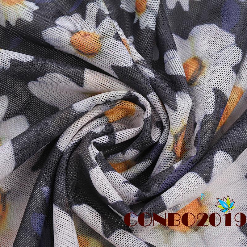 Đầm Lưới Tay Ngắn Cổ Tròn In Họa Tiết Hoa Cúc Xinh Xắn Thời Trang Cho Nữ